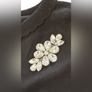 La Vie Milano Black Cardigan Crystal Embellished Button Front